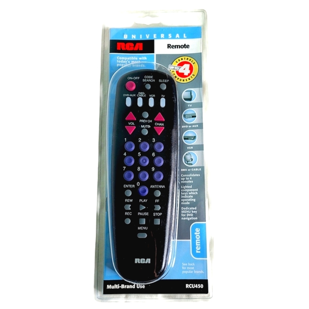 RCA Universal Remote Control Multi-Brand TV DVD VCR Cable Lighted RCU450 NEW
